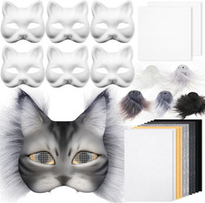 DIY Therian Mask Kit Blank Cat Mask with Felt Fabric Sheet Plush Faux Fur Eye Me
