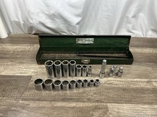 Vintage S-k Tools 38 Drive Socket Set 19 Pieces Made In Usa Green Box