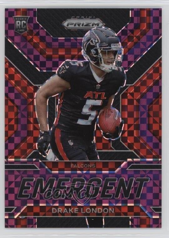 2022 Panini Prizm Emergent Purple Power 12/49 Drake London #E-5 Rookie RC 15ik
