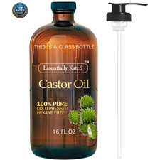 Cold-Pressed Organic Castor Oil in Glass Bottle - 16 Fl Oz - 100 Pure and Natur