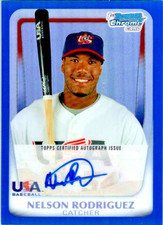 2011 Bowman Draft Chrome Blue Ref. /99 Auto USA 18U Team Nelson Rodriguez Nellie