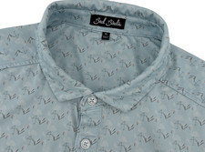 Bad Birdie Golf Polo Men  s XL Blue Allover Print Performance Stretch