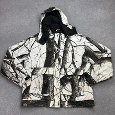 RealTree Jacket Adult Medium White Work Wear Camo Rain Hunting Hood Coat Mens*