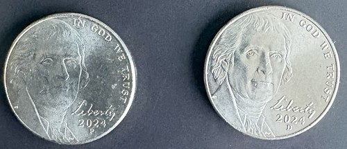 2024 P & D Jefferson Nickels ...Lower Mintage... Lightly Circulated