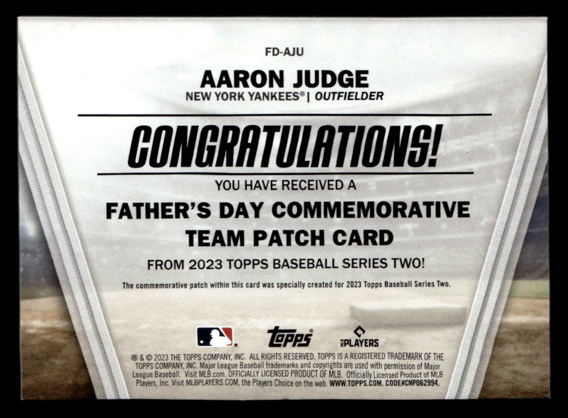 2023 Topps #FD-AJU Aaron Judge Father's Day Commemorative