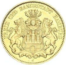Hamburg Stadt 10 Mark 1901 J Gold besserer Jahrgang vz J 211