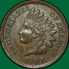 1907 Indian Head Cent Choice Almost Uncirculated AU+ Coin #33998