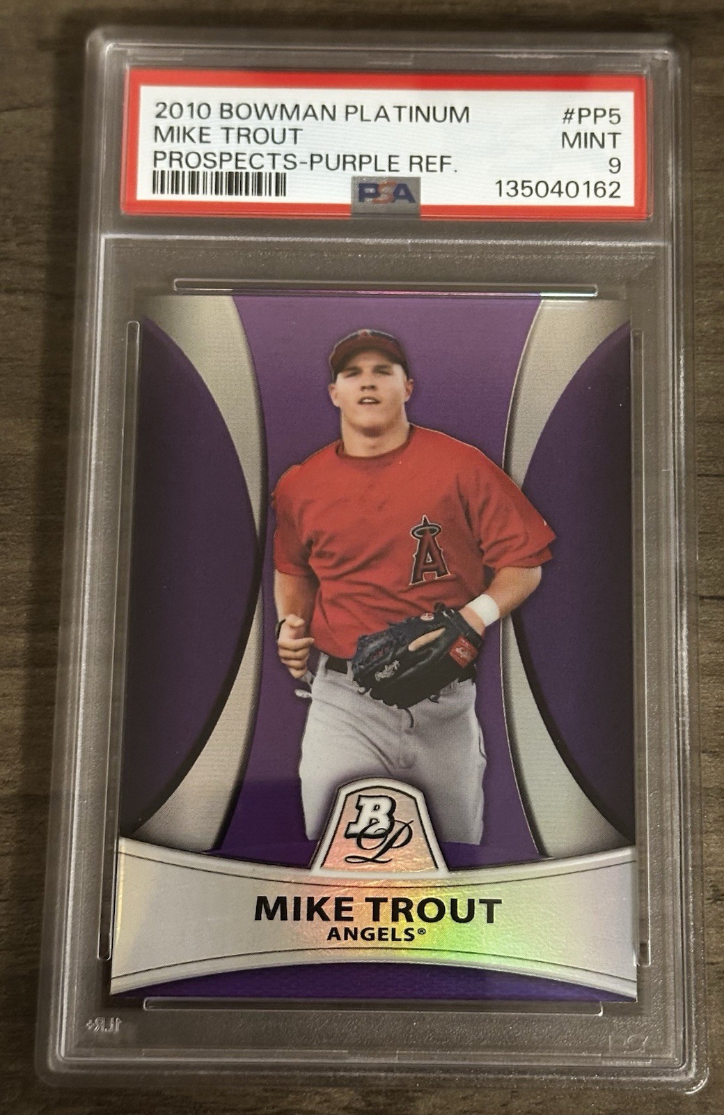 2010 Bowman Platinum Prospects Mike Trout #PP5 Purple Refractor (RC) PSA 9