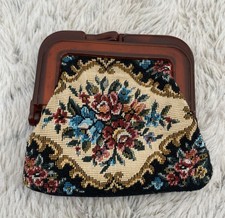 Vintage Floral Tapestry Clutch Purse Kiss Closure Victorian Boho Hong Kong