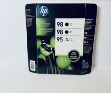 GENUINE HP INK CARTRIDGE 3-PACK 98/98/95 BLACK/BLACK/TRI-COLOR NOS 2013