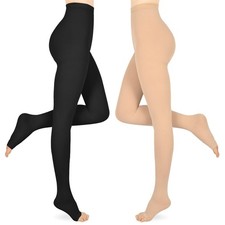 2 Pairs Open Toe Compression Pantyhose 15-20mmHg for Women  Men Medical Grade