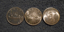3 Canadian Silver Dollars  1965 1966 1967    Lot of 3 Silver Coins