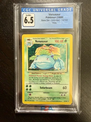 1999 Pokémon Venusaur #15 Base Set Holo CGC 6.5