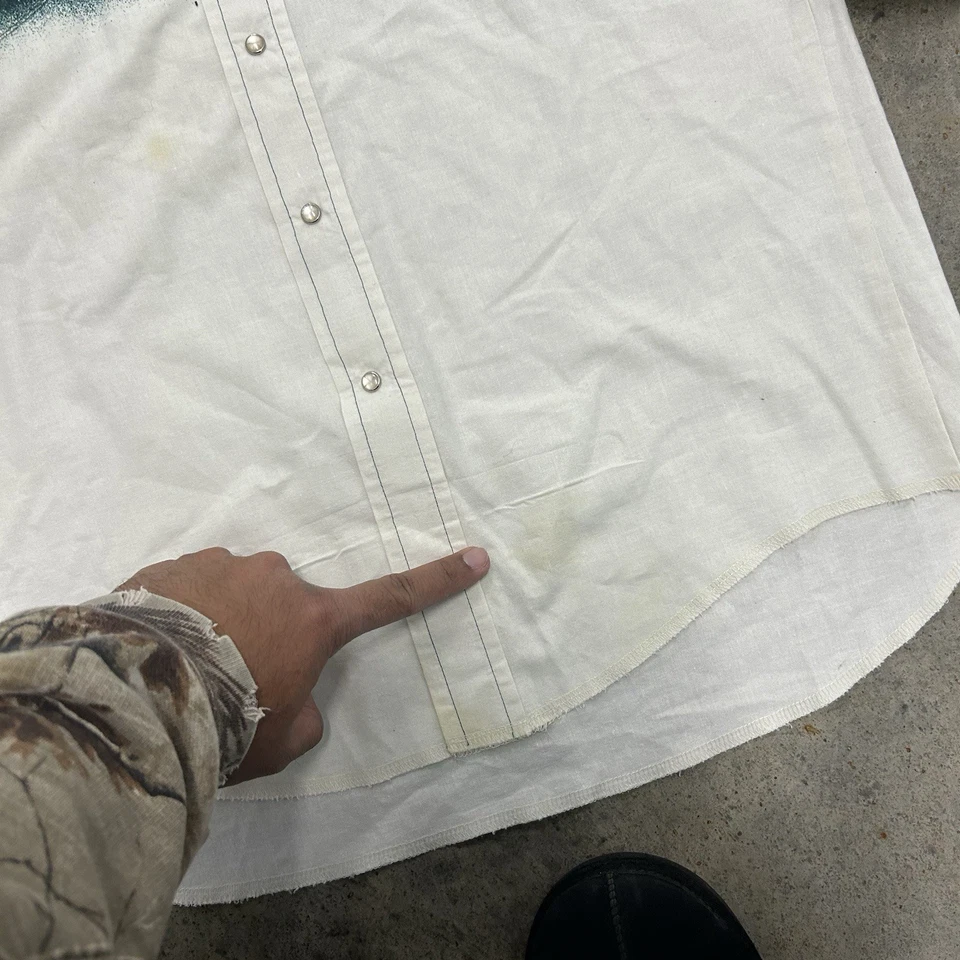 Camisa vaquera vintage de los 90 Wrangler Western para hombre L perla azteca a presión manga larga Foto 4 de 4