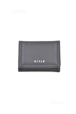 Damen Geldbörse schwarz hellbraun mit Logo vorne und Klappe aus echtem Leder