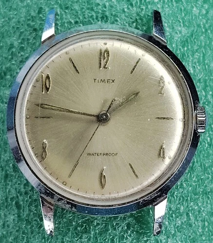 C1882 mens 1965 Timex Marlin Manual Dash Number Vintage Old Watch Parts lot