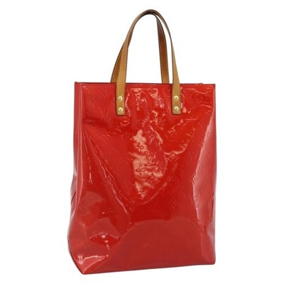 LOUIS VUITTON Monogram Vernis Reade MM Hand Bag Red Rouge M91086 LV Auth 185756