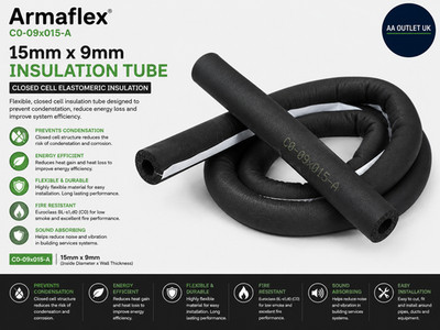 Armaflex C0-09x015-A schwarz Rohrisolierung 15mmx9mm Schaumstoffrohr Aluminium Material