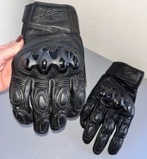 Perfect Alpinestars Celer V3 Men’s Leather Motorcycle Gloves Black on Black Sz L