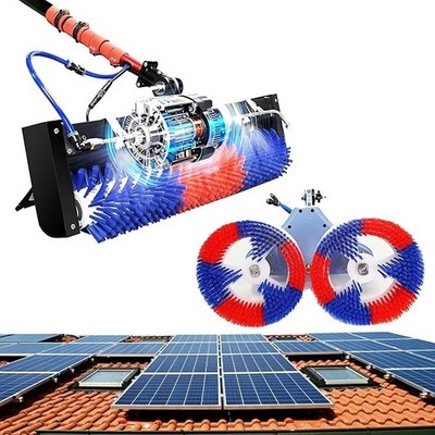 Solarpanel Reiniger 2in1 Doppelkopfbürste& Walzenbürste elektrisch, Wechselköpfe