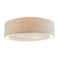 Modern Flush Linen Fabric Ceiling Light Fitting with Diffuser Plate by Happy ...
