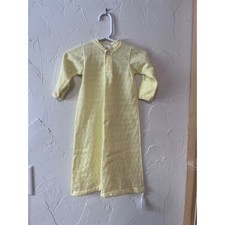 Baby Dior Baby Gown Yellow Diamond Pattern Long Sleeve Snap Front Sleepwear