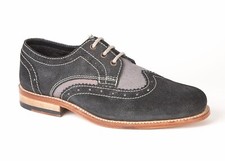 Lambretta Brogue Shoes Chester Black Grey Leather EU 40 Uk 6 Goodyear 60%Off £25