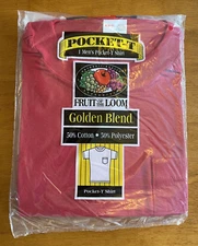 Vintage Men's Fruit Of The Loom Red Pocket T Golden Blend Shirt Top M 38-40 NEW