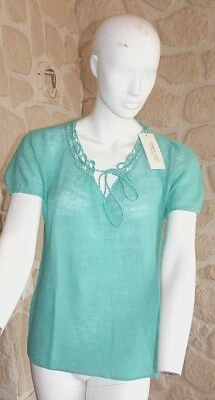 Haut vert neuf taille M 100% lin marque Terry Lane (sg) - Photo 1/4