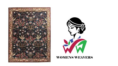 Adeline Black Blue Floral Oriental Handmade Wool  Area RUG (No Additional Fees)