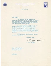 A.L.M. Wiggins- Vintage TLS 1947 (Under-Secretary U.S. Treasury Department)