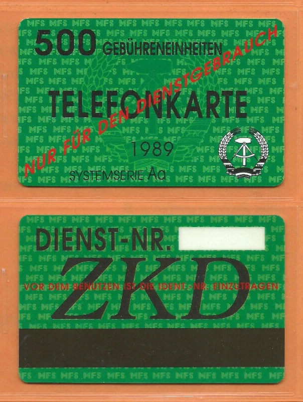 ZKD "Stasi-Telefonkarte" 500 Einheiten des MFS der DDR 1989 ungebraucht - Bild 1 von 1
