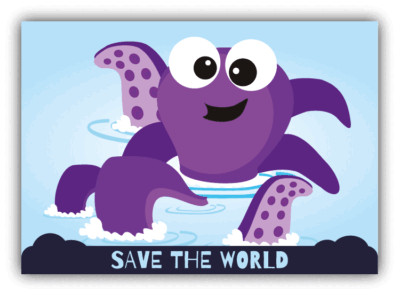 Save The World Octopus Cartoon Animal Greenpeace Slogan Car Bumper Sticker Decal