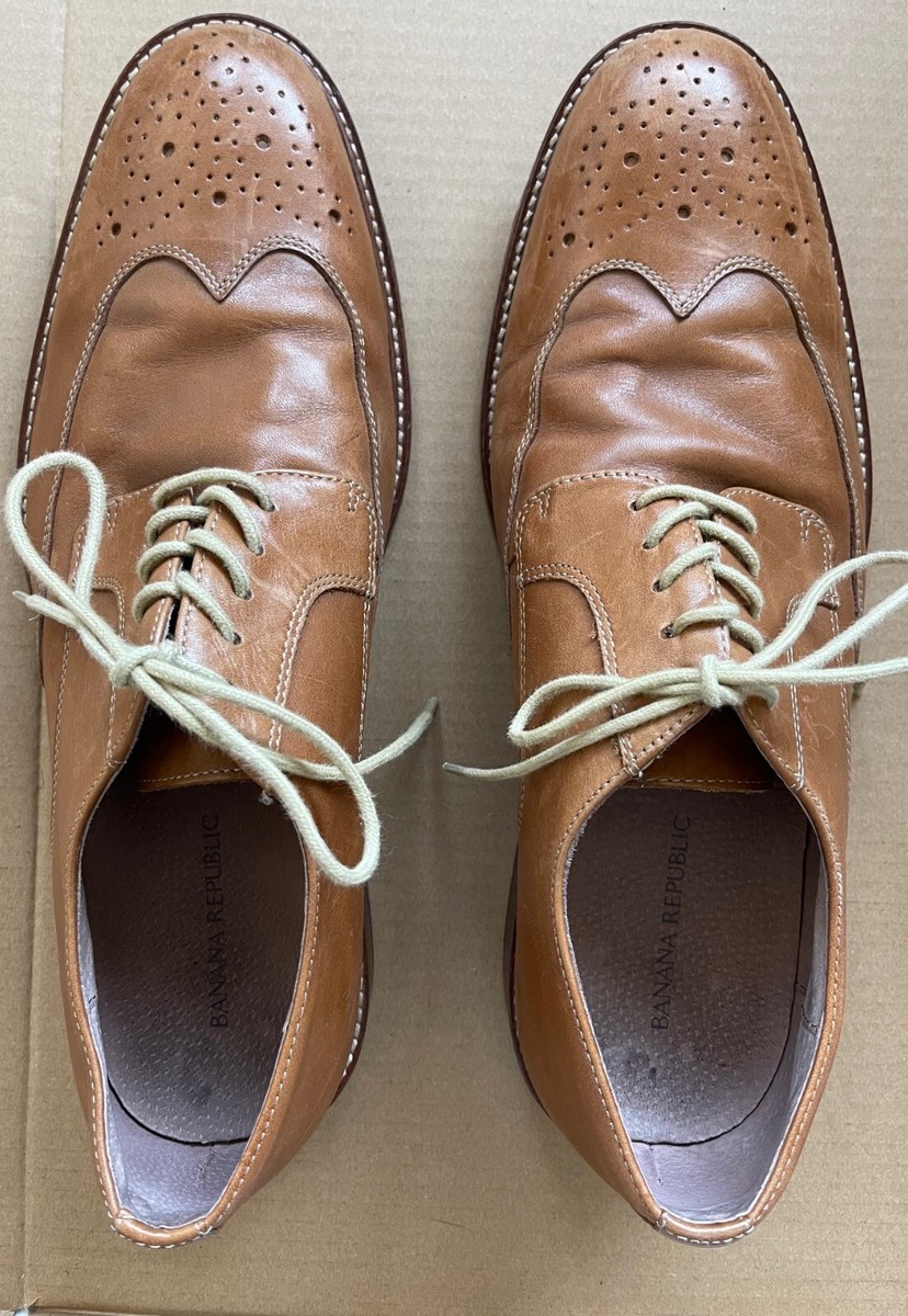 BANANA REPUBLIC MENS BROWN LEATHER WING TIP LACE UP DRESS SHOES PERFORATED 12M Banana Republic | Shoes | Banana Republic Mens Brown Leather  main image 4