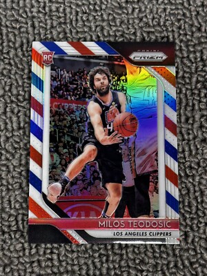 2018-19 Panini Prizm ~ Milos Teodosic ~ Red White Blue Prizm Rookie 214 Clippers