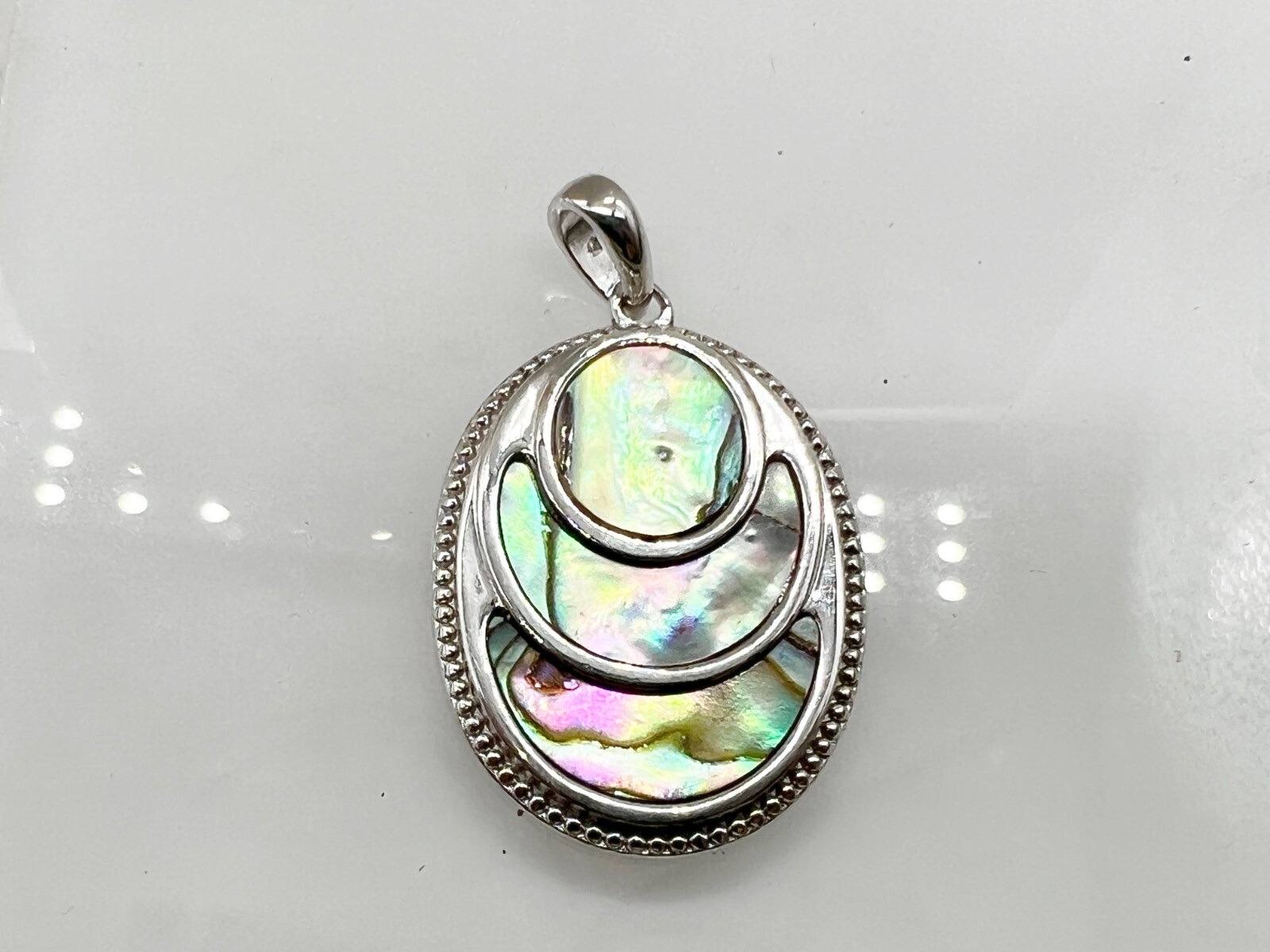 VINTAGE SOLID SILVER LADIES ABALONE SHELL TGGC PE… - image 1