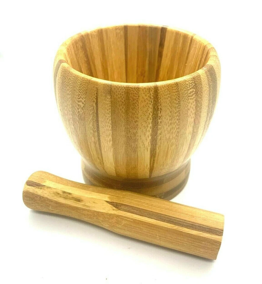 Pestle Mortar Wooden Grinding Bowl Garlic Herb Spice Crusher Mixing high quality - Imagem 4 de 4
