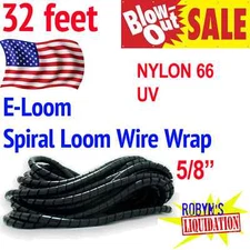 Spiral Wrap 32 Feet. KG USA 5/8 .625" Wire Loom - 32 FT   5/8"  BLACK - Nylon 66