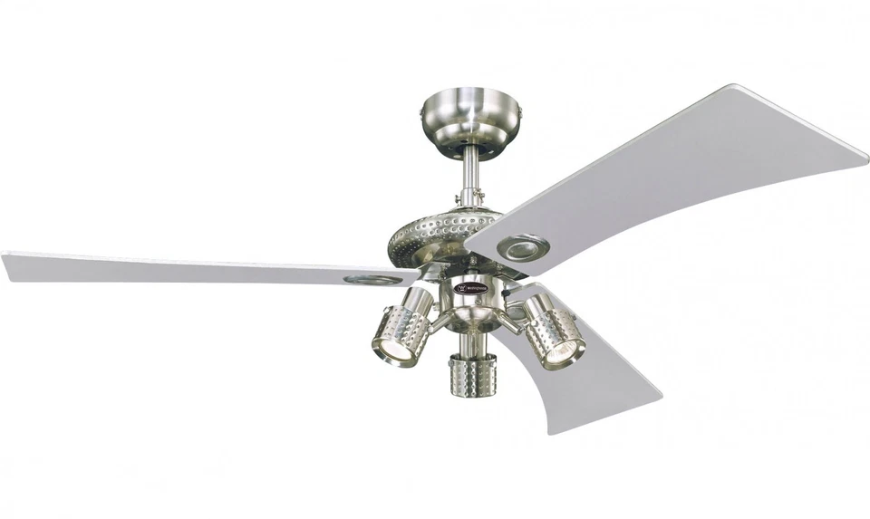 Ventilatore con Illuminazione E Tirare il Cavo Audubon Nichel Spazzolato 122 CM - Immagine 2 di 4