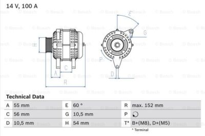 BOSCH 0 986 047 280 Alternator for HOLDEN OPEL VAUXHALL