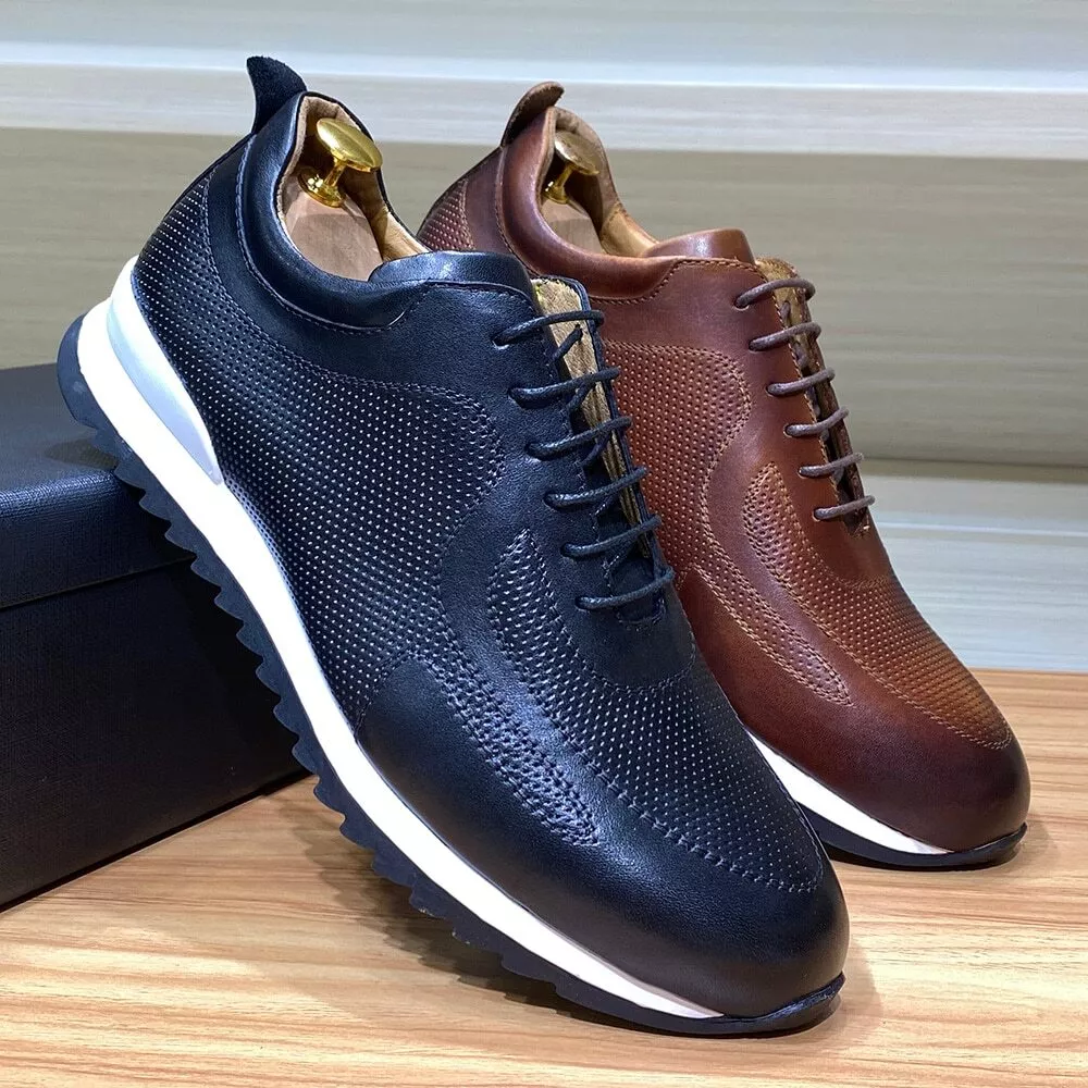 2023 Luxury men s leather lace up comfortable Oxford casual flat shoes