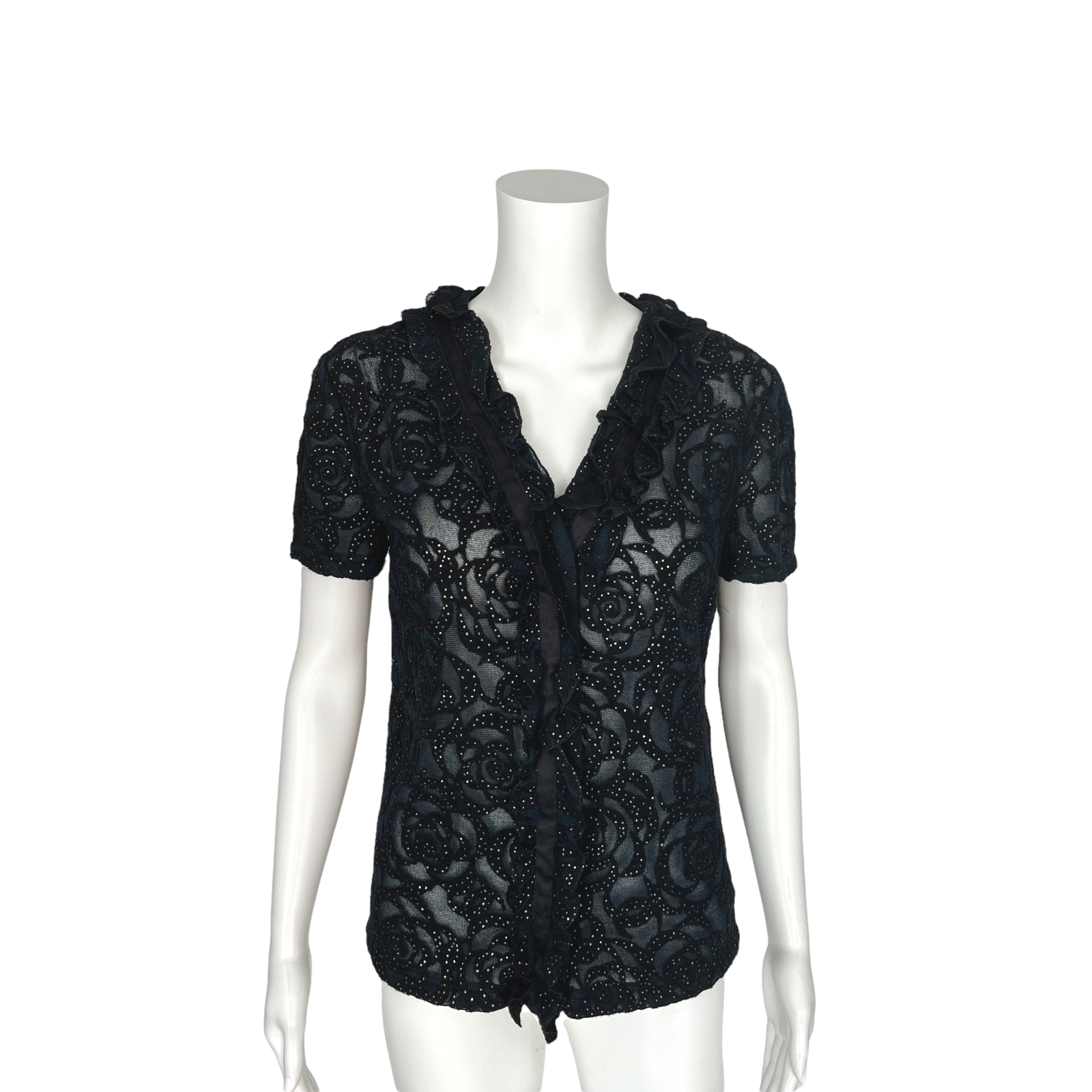 Pre-Fall Black Short Sleeve Sweater Sz 