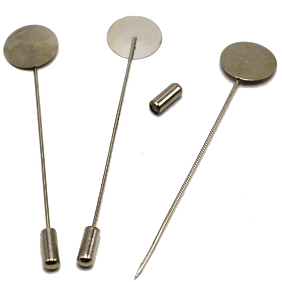 50Pcs Round Tray Lapel Pin Safety Pins Brooches for Men Women Suit Tie Hat Scarf - Image 3 of 4