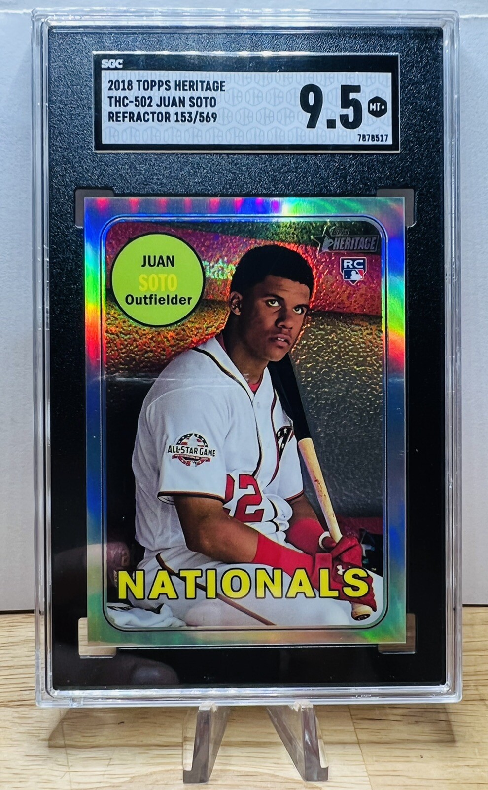 2018 Topps Heritage Juan Soto RC Chrome Refractor /569 SGC 9.5 Mint+ Pop 2 MVP
