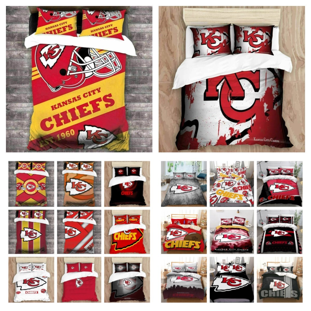 Kansas City Chiefs Bedding Set 3PCS Soft Duvet Cover Pillowcases