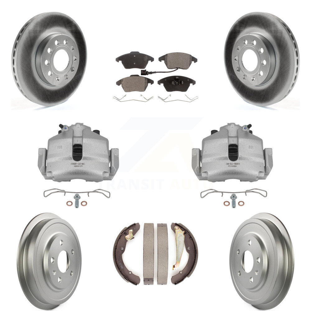 Front & Rear Brake Kit with Coated Rotors & Ceramic Pads for Volkswagen