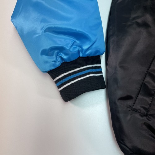 Starter Carolina Panthers Varsity Jacket Mens L Quilt Lined Knit Trim Satin Snap - Picture 3 of 18