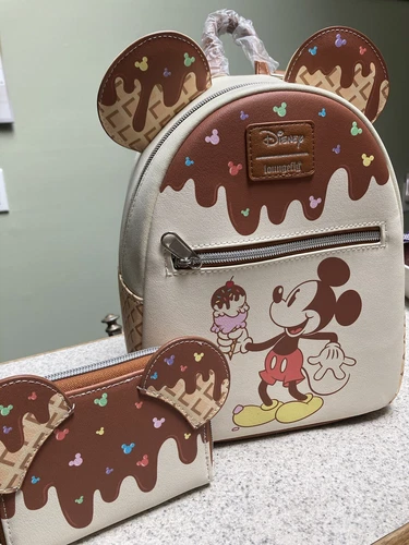 Loungefly Disney Mickey Mouse ice cream backpack and wallet 