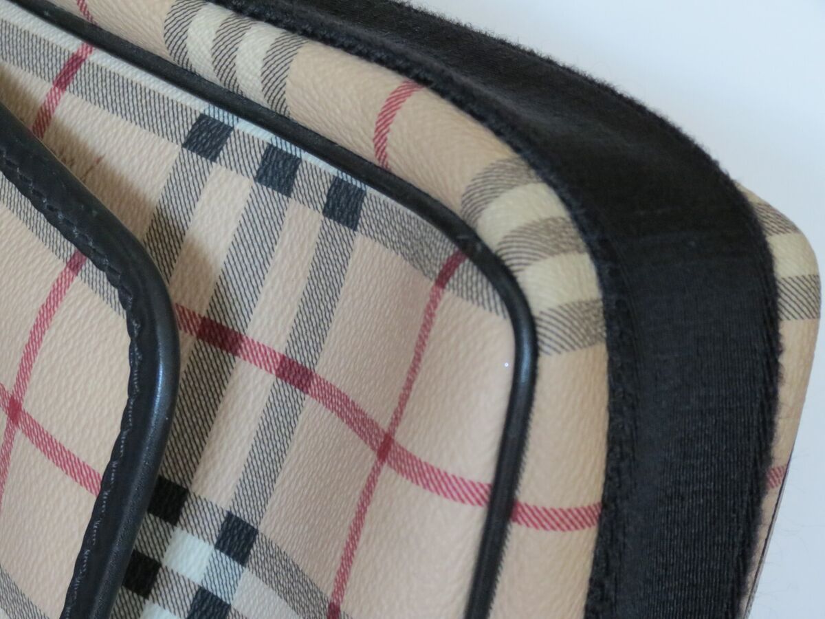 Unisex BURBERRY Beige/Black Haymarket Check PVC Canvas and Unisex BURBERRY Beige/Black Haymarket Check PVC Canvas and