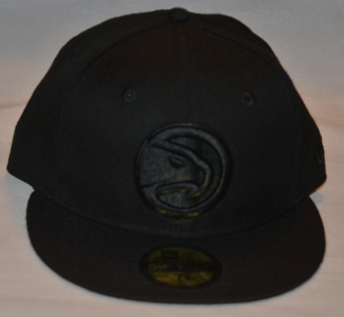 NEW New Era 59Fifty Atlanta Hawks Hat (Size 7 1/8) Black on Black Collection ALL
